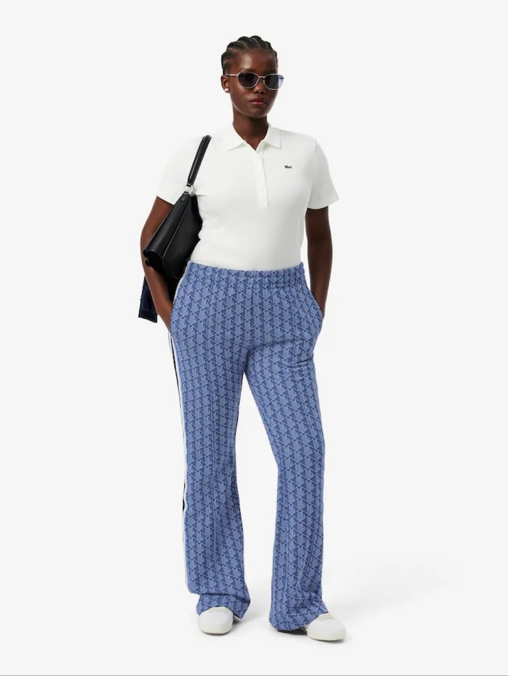 Lacoste Blue Patterned Track Pants with Side Stripes - Picture 2 of 15